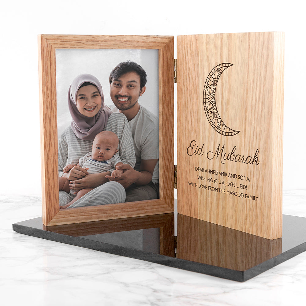 Personalised Personalised Eid Mubarak Oak Book Photo Frame