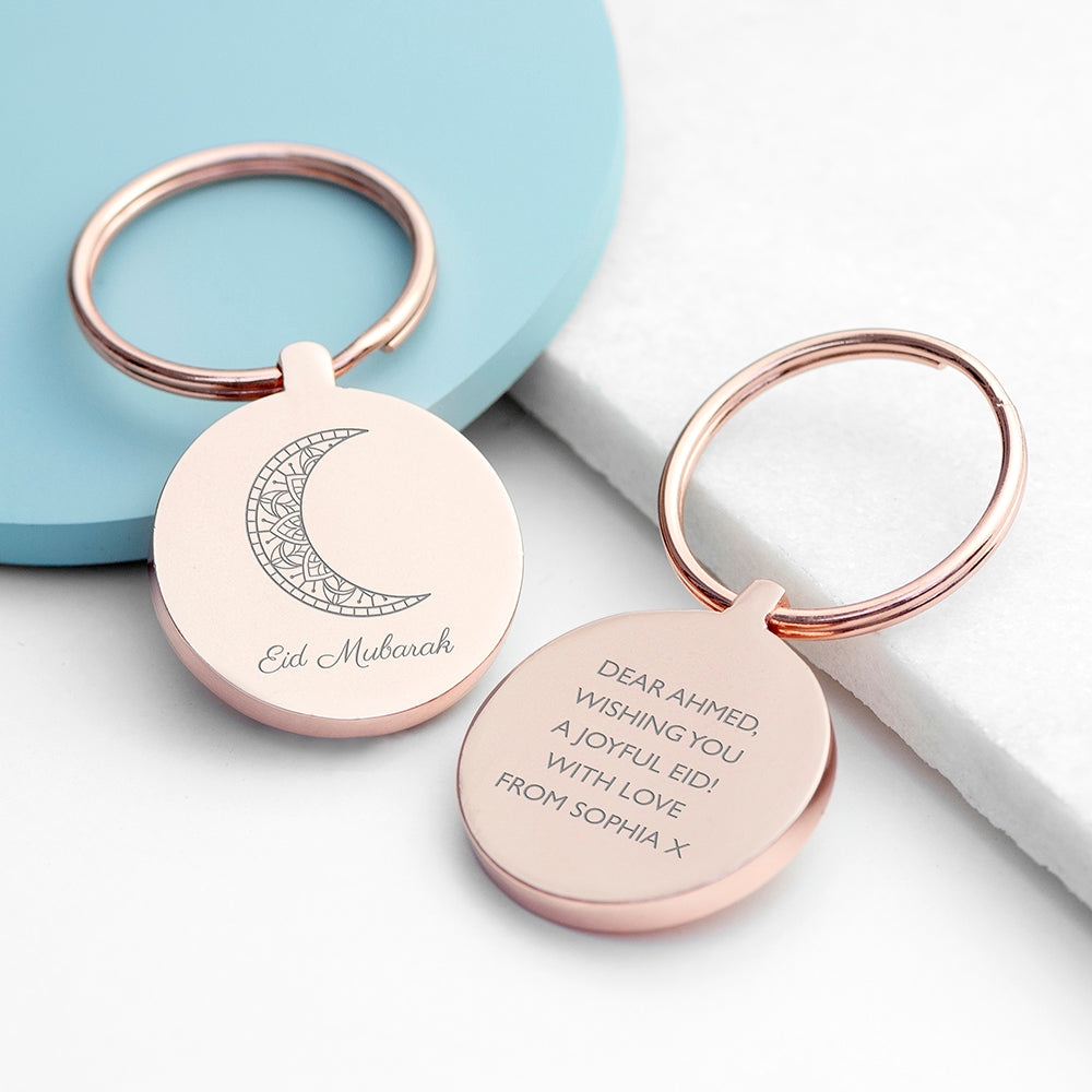 Personalised Personalised Eid Mubarak Round Keyring