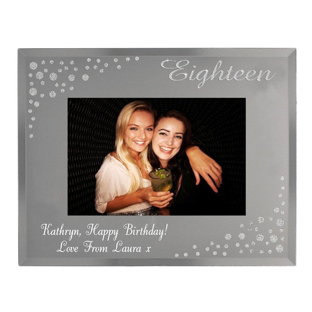 Personalised Eighteen Diamante 6x4 Inch Glass Photo Frame