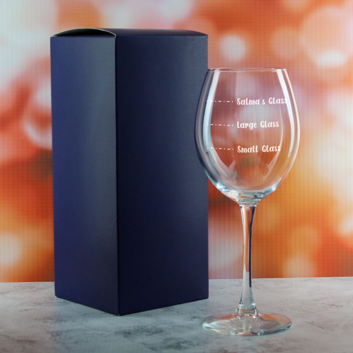 Personalised Engraved Enoteca Wine Glass with Name's Glass Handwritten Measurements Design, Customise with Any Name