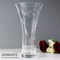 Personalised Engraved Large Hand Cut Diamante Heart Vase