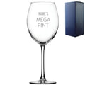 Personalised Engraved Mega Pint Wine Glass, Novelty Gift Modern Design