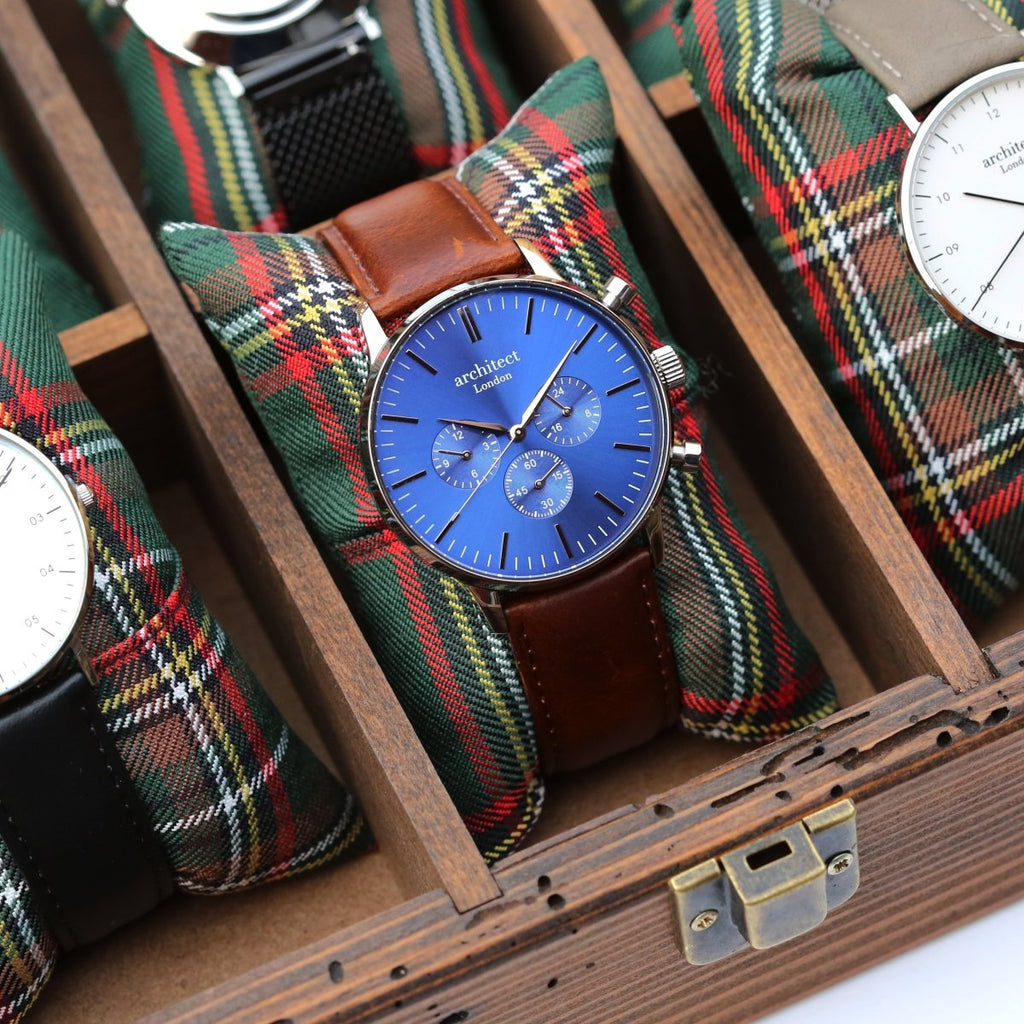 Personalised Engraved Men's Architect Motivator Watch With Walnut Strap