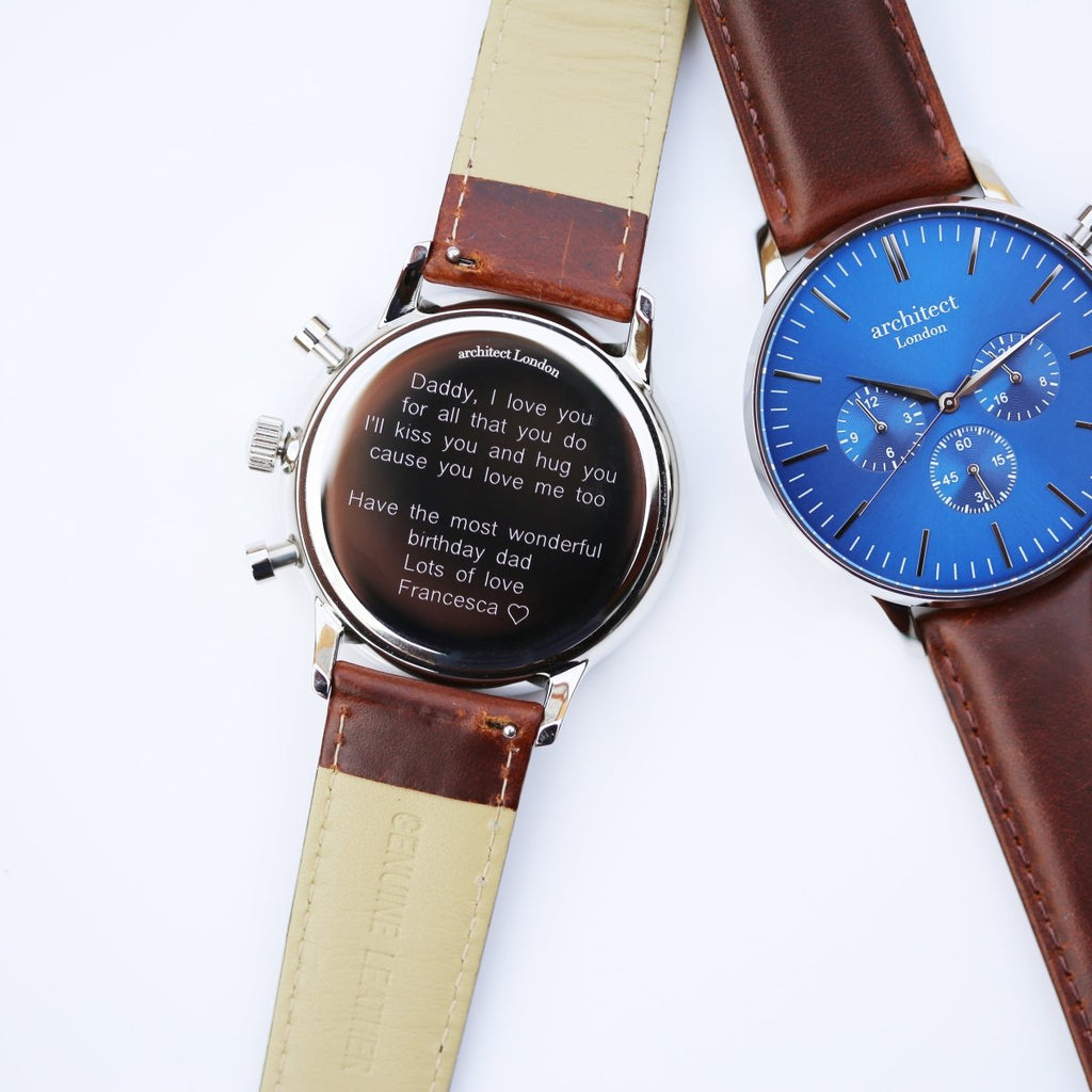 Personalised Engraved Men's Architect Motivator Watch With Walnut Strap