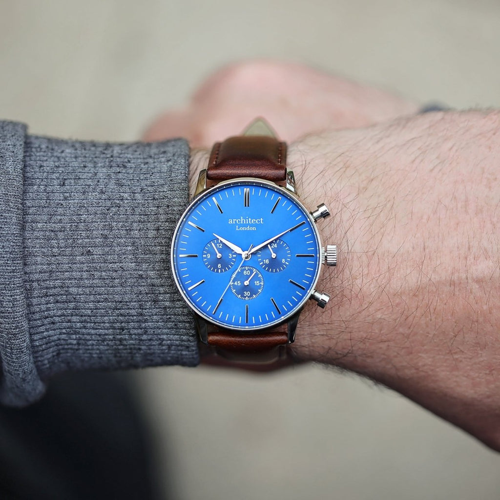 Personalised Engraved Men's Architect Motivator Watch With Walnut Strap