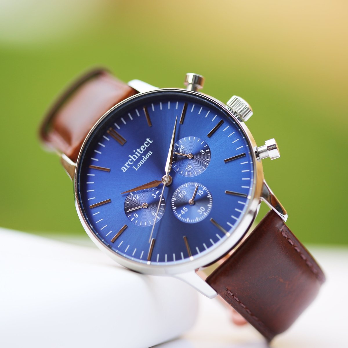 Personalised Engraved Men's Architect Motivator Watch With Walnut Strap