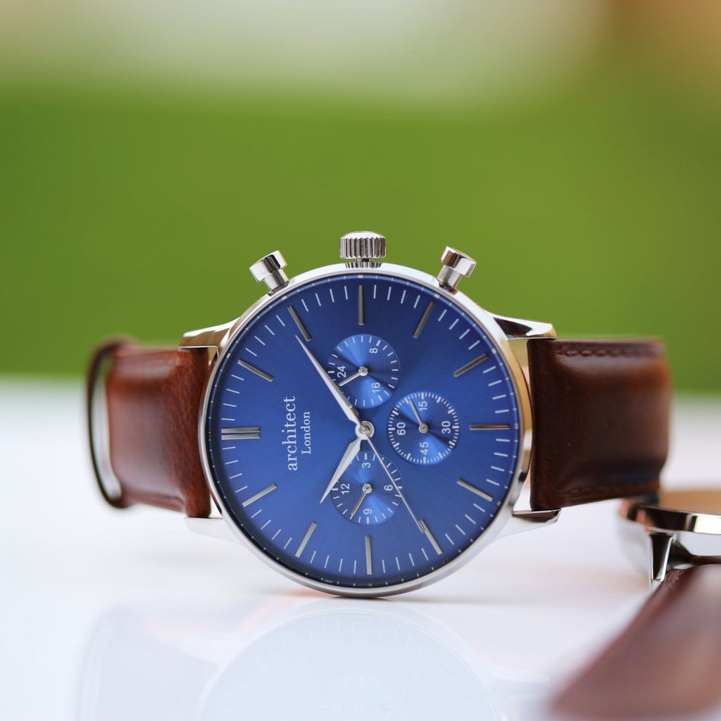 Personalised Engraved Men's Architect Motivator Watch With Walnut Strap
