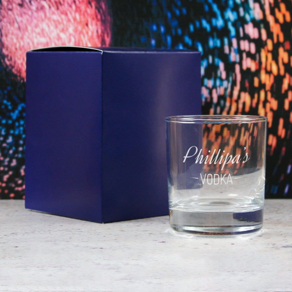 Personalised Engraved Novelty Vodka Tumbler with 'Name's Vodka' Design