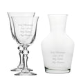 Personalised Engraved Set of 2 Crystal Jasmine Wine Glass and 500ml Vin Carafe Set