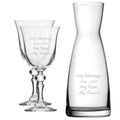 Personalised Engraved Set of 2 Crystal Jasmine Wine Glass and Contemporary Carafe Set