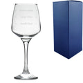 Personalised Engraved Tallo Wine Glass with Name's Glass Serif Measurements Design, Customise with Any Name