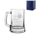 Personalised Engraved Tankard Beer Mug Stein, Bee Proud, LGBTQ Any Message Design