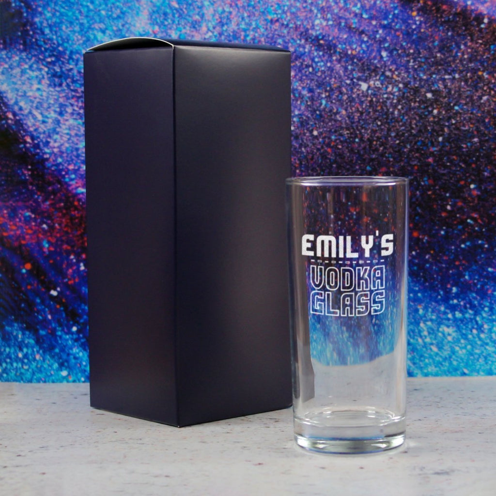 Personalised Engraved Vodka Hiball Glass with 'Name's Vodka Glass' Design