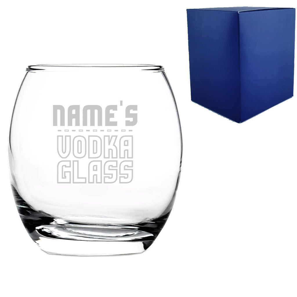 Personalised Engraved Vodka Short Tondo Tumbler with 'Name's Vodka Glass' Design