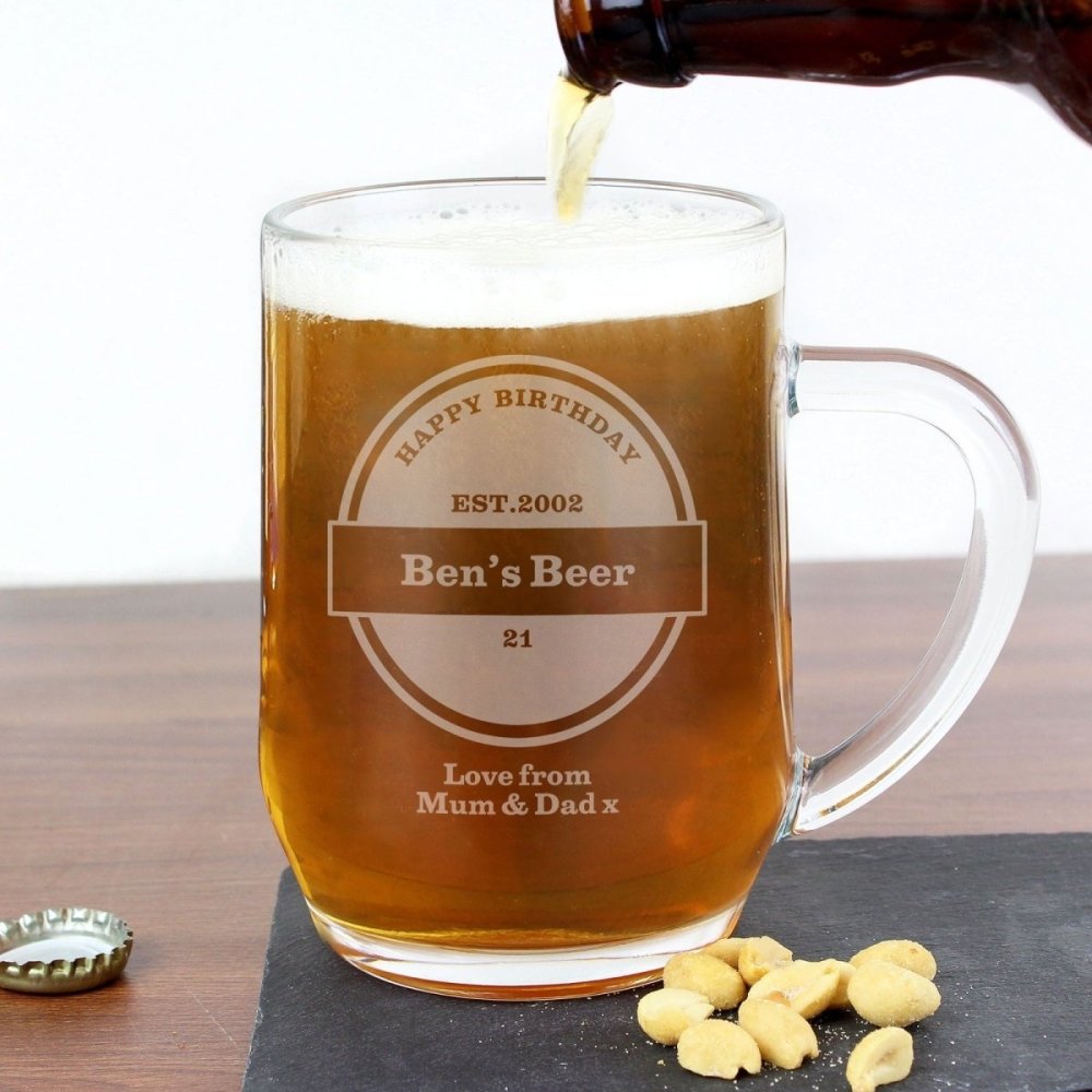 Personalised Established Beer Label Tankard