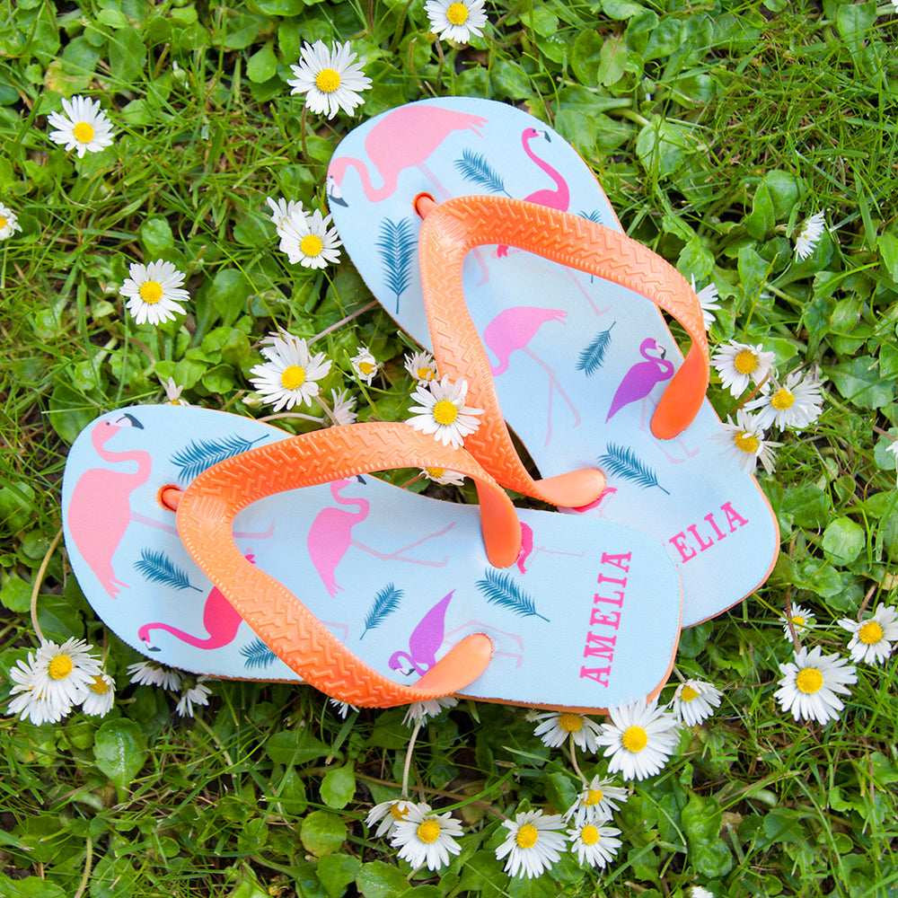 Personalised Fabulous Flamingos Child's Flop Flops