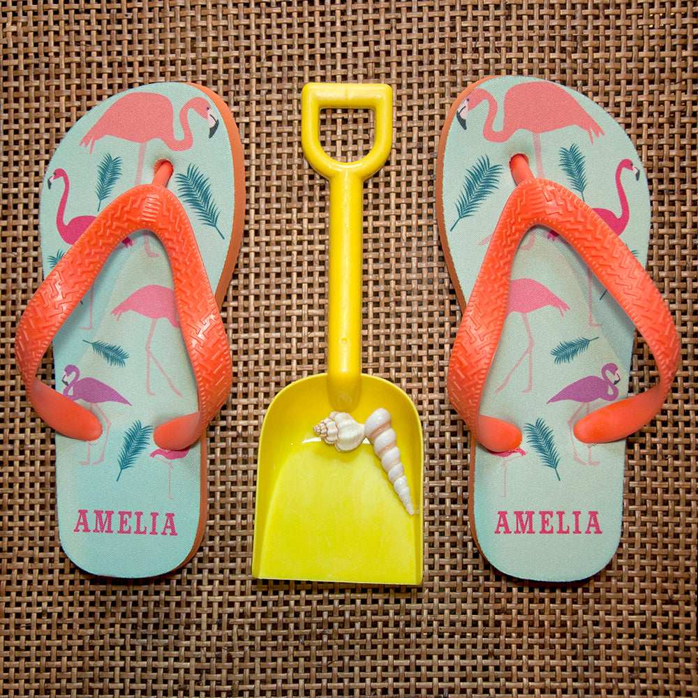 Personalised Fabulous Flamingos Child's Flop Flops