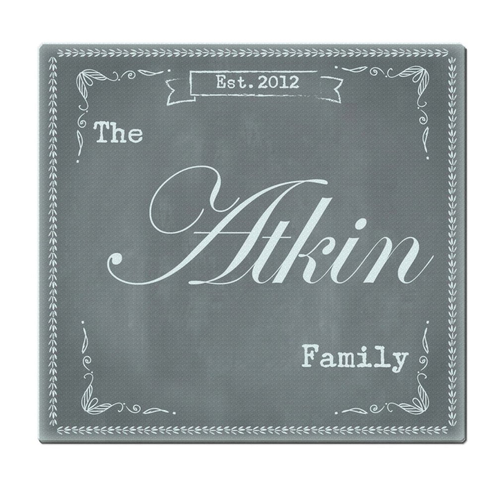 Personalised Family Chalk Glass Chopping Board/Workshop Saver