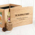Personalised Family Midi Oak Photo Cube Keepsake Box