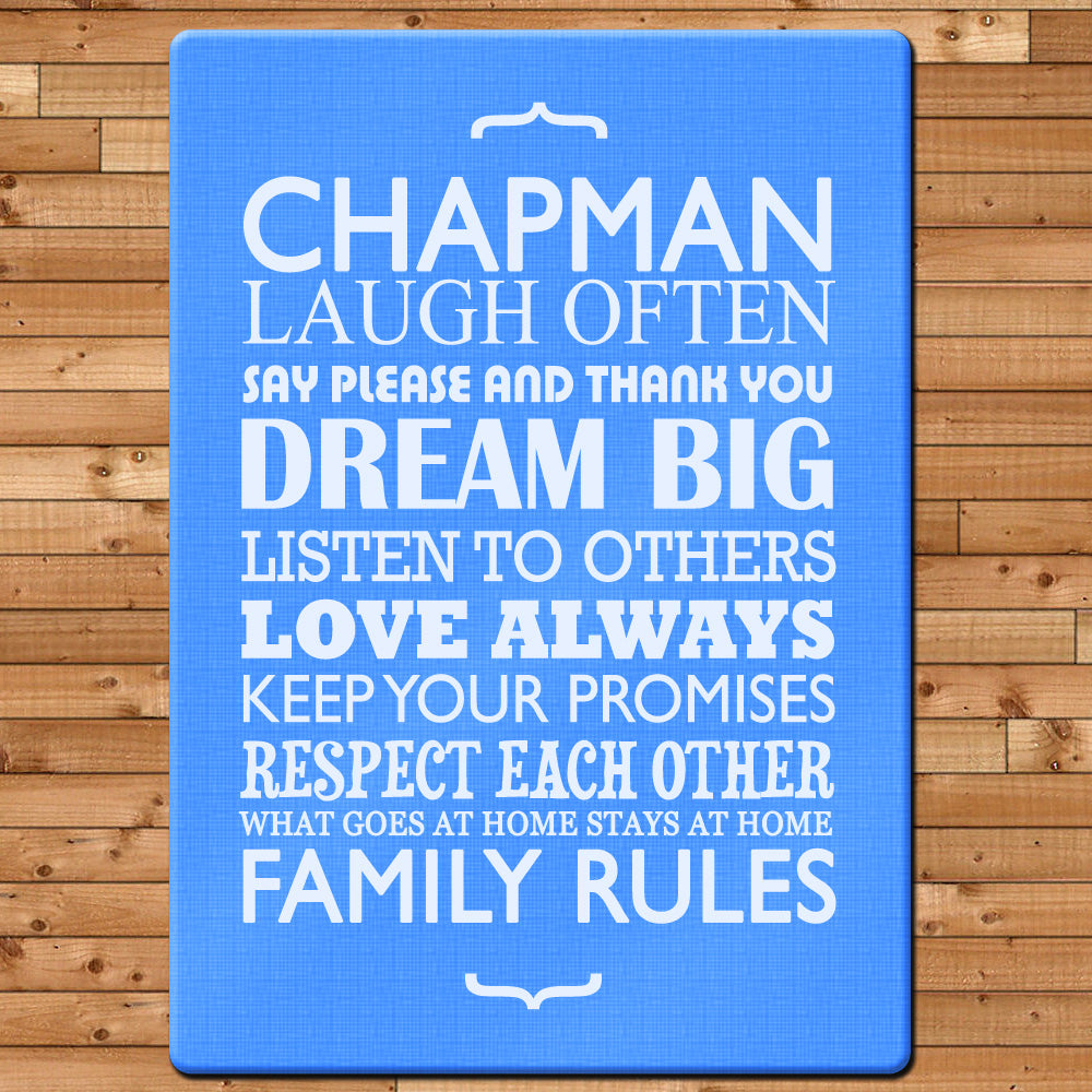 Personalised Personalised Family Rules Glass Chopping Board