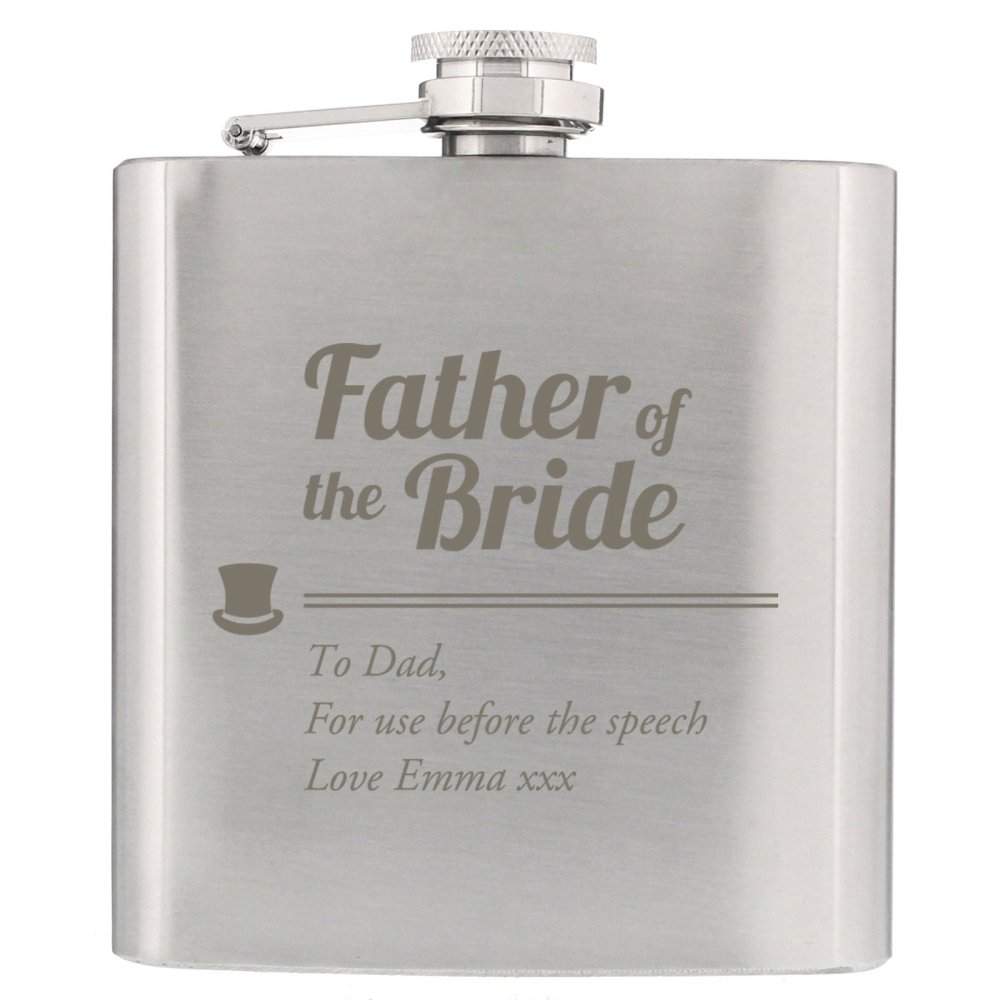 Personalised Father Of The Bride Hip Flask