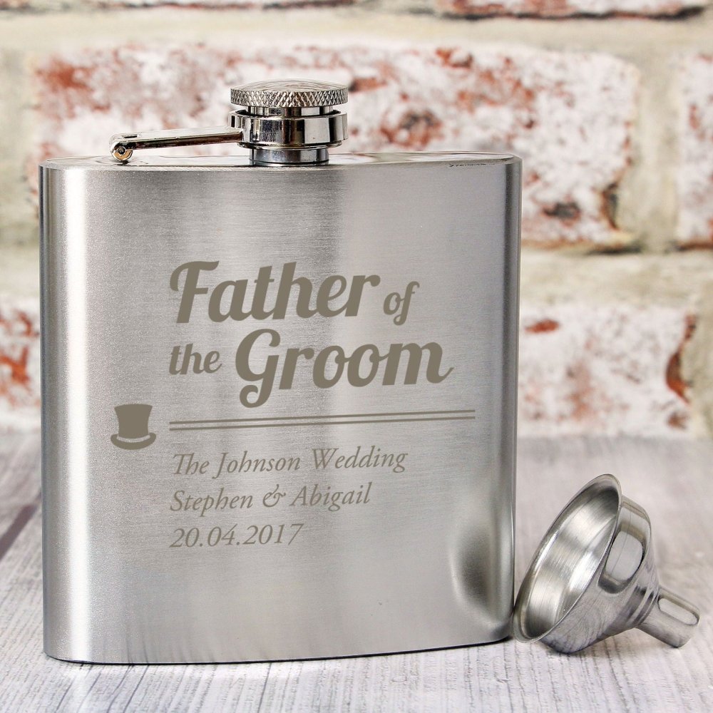 Personalised Father Of The Groom Hip Flask