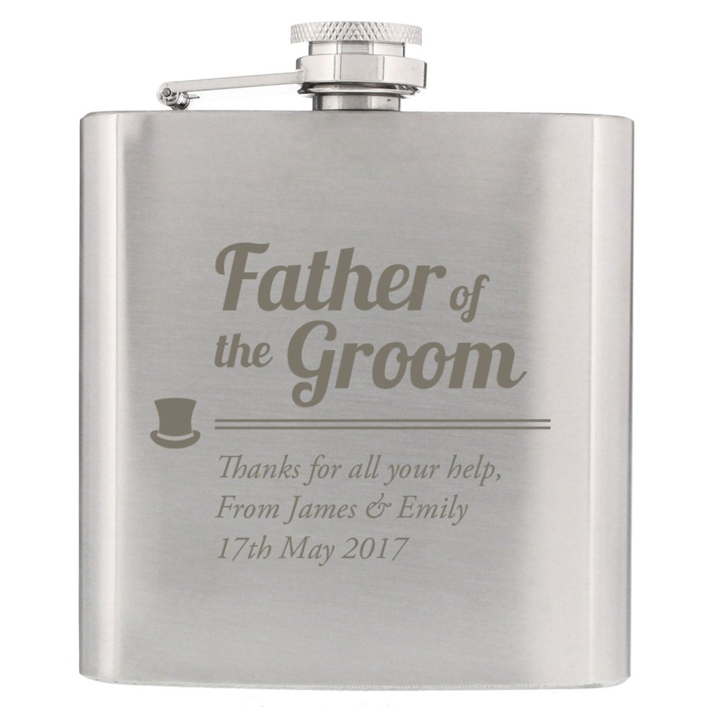 Personalised Father Of The Groom Hip Flask