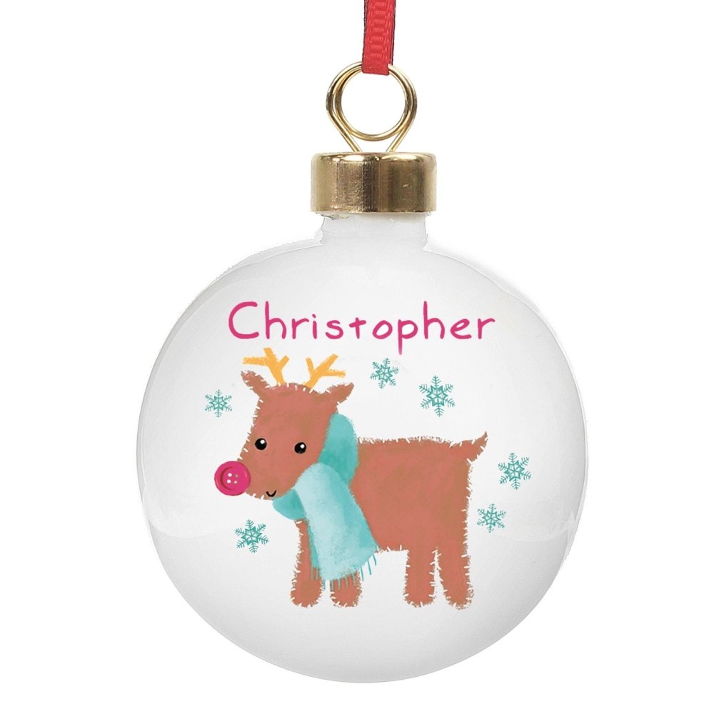 Personalised Felt Stitch Reindeer Bauble