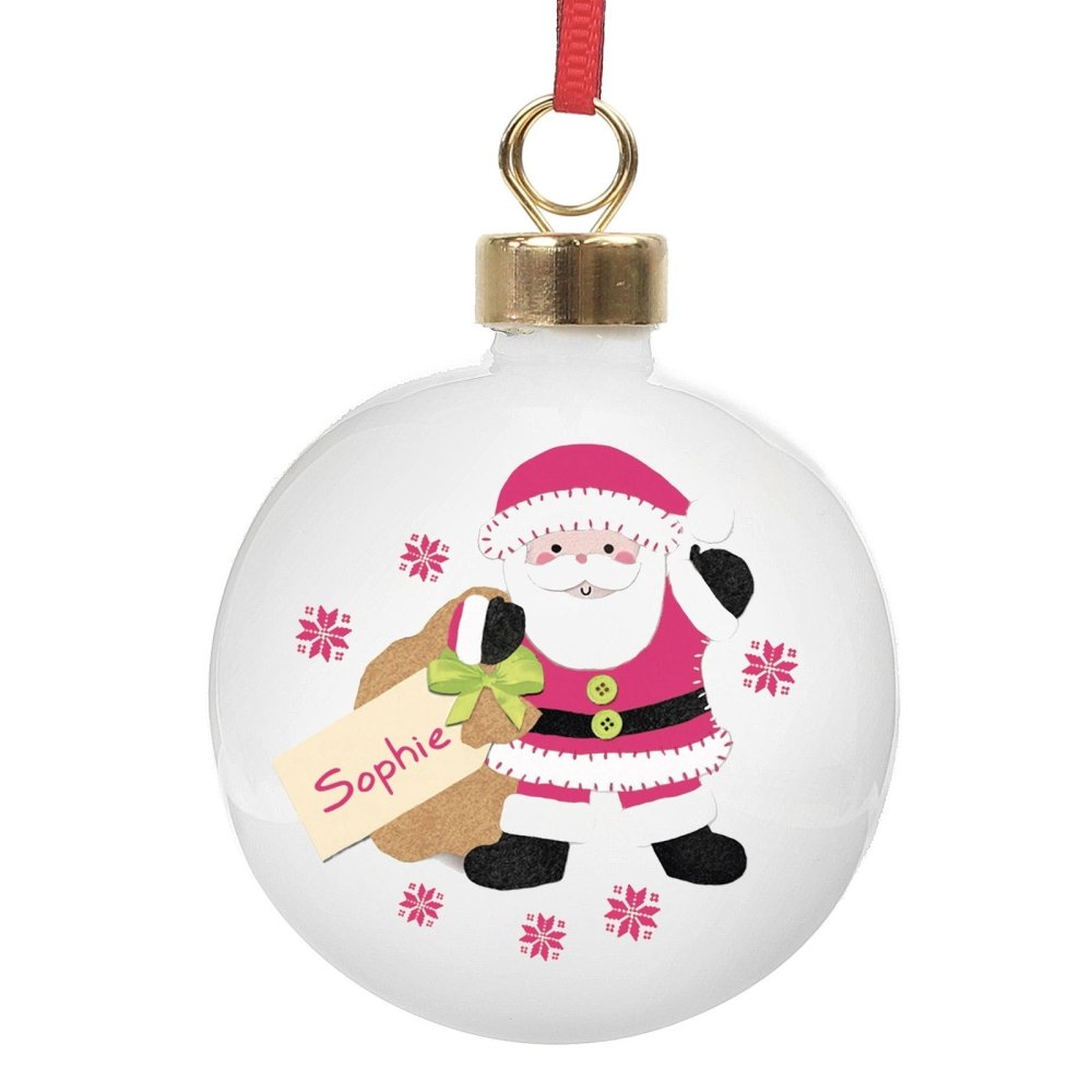 Personalised Felt Stitch Santa Bauble