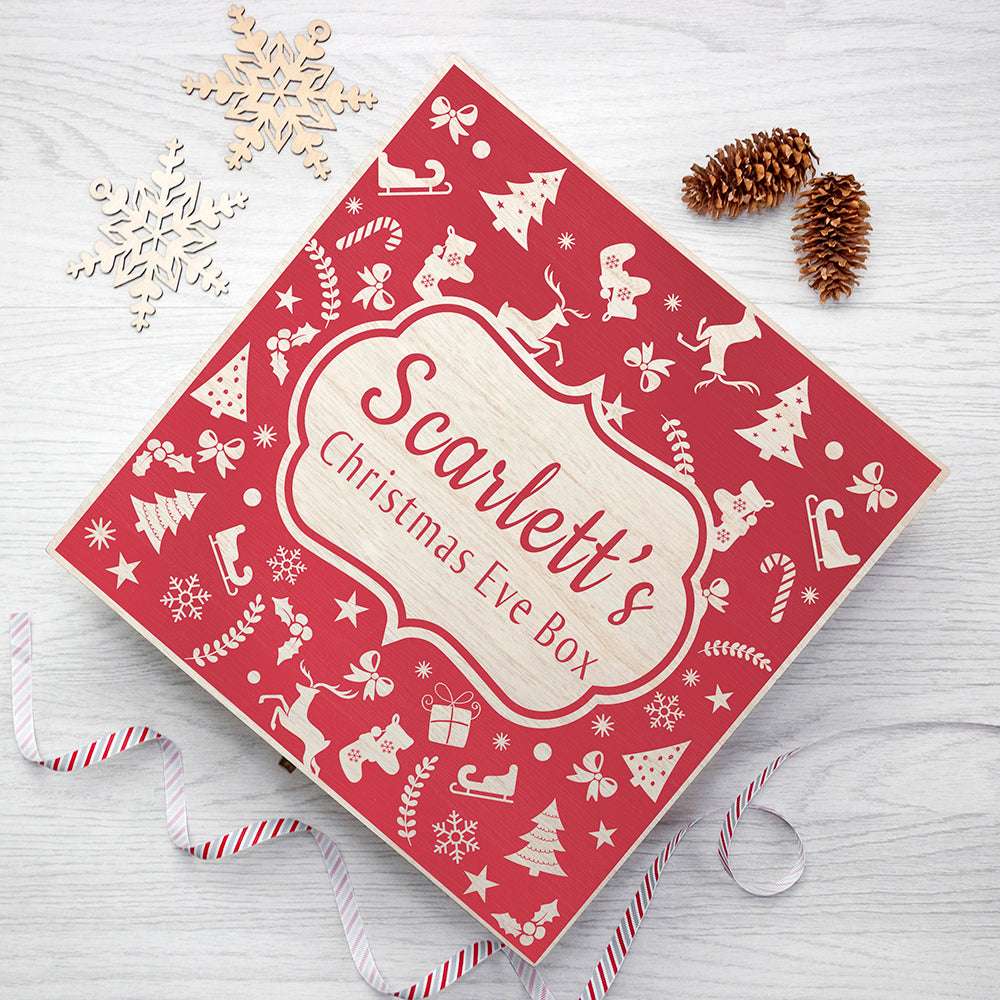 Personalised Festive Pattern Christmas Eve Box