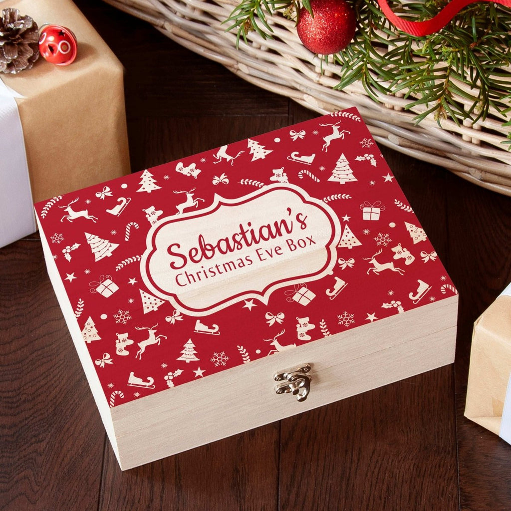 Personalised Festive Pattern Christmas Eve Box