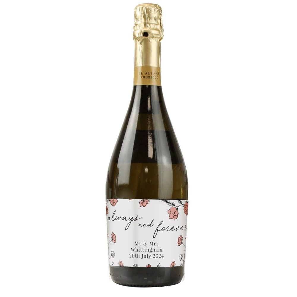 Personalised Floral Always And Forever Bottle Of Prosecco