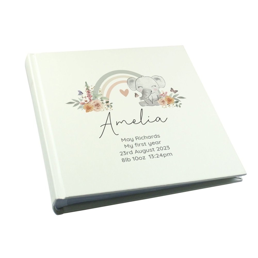 Personalised Floral Elephant Square Photo Album
