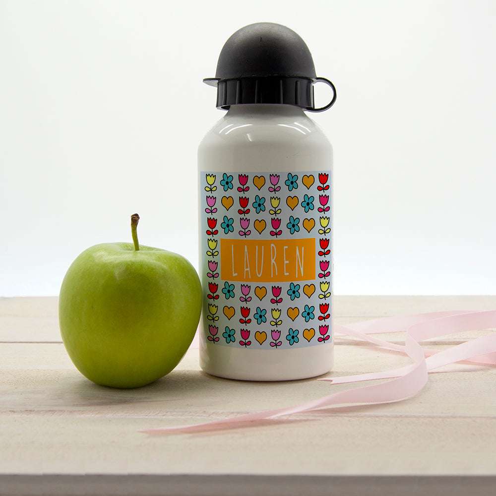 Personalised Floral Heart Water Bottle