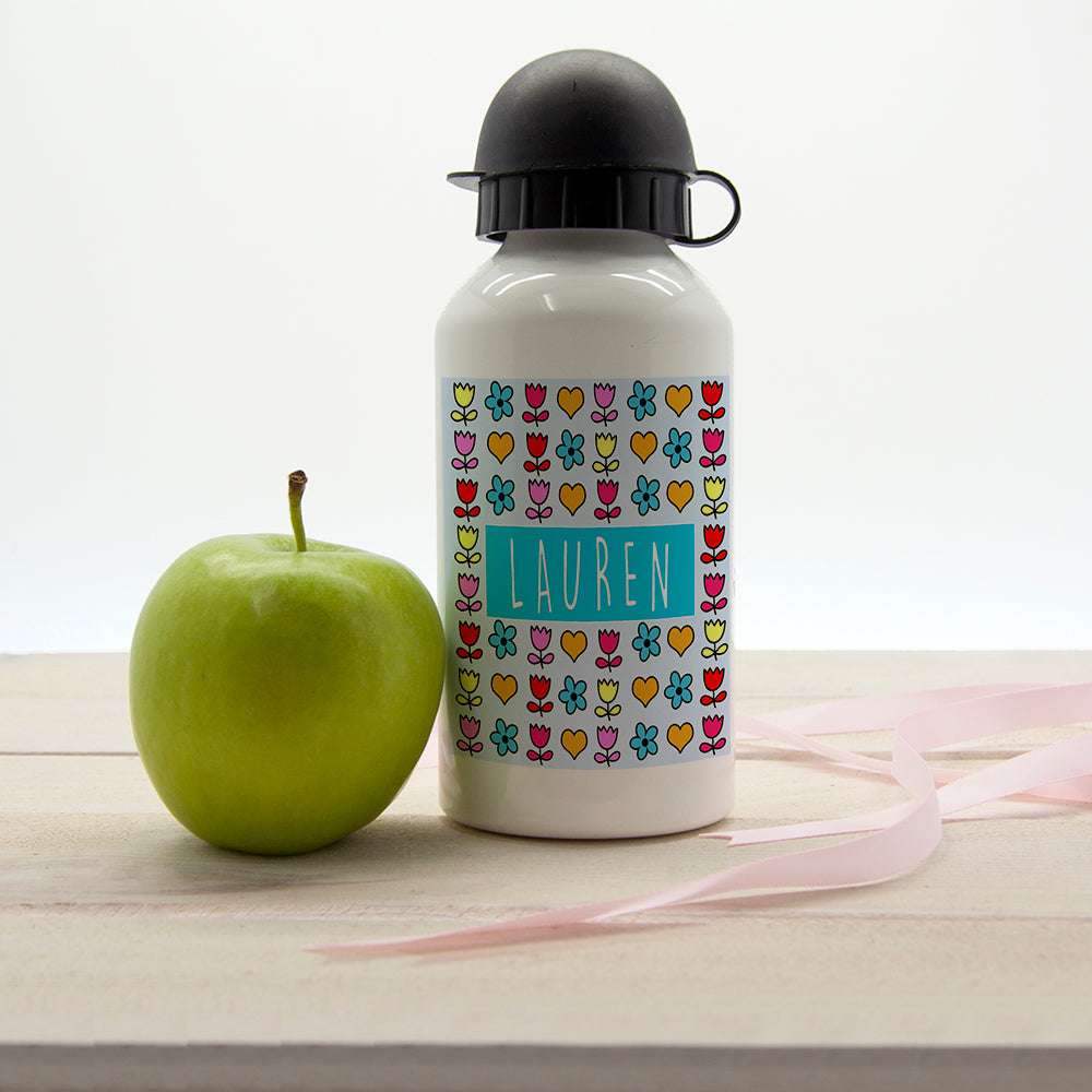 Personalised Floral Heart Water Bottle