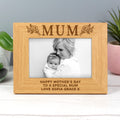 Personalised Floral Mum 6x4 Inch Oak Finish Photo Frame