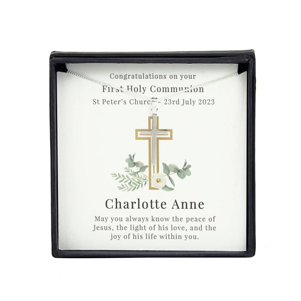 Personalised Floral Sentiment Cross Necklace And Box