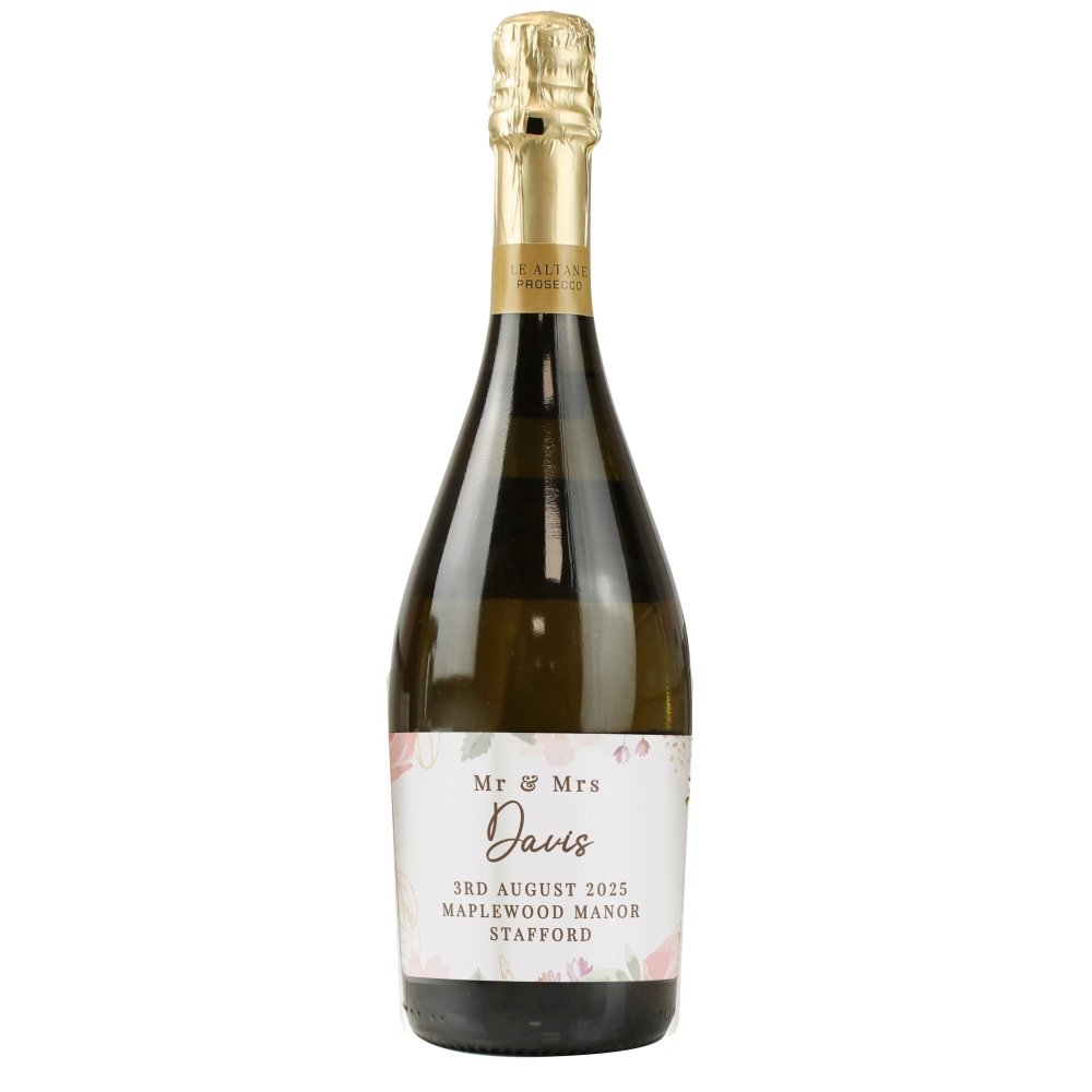Personalised Floral Watercolour Bottle Of Prosecco