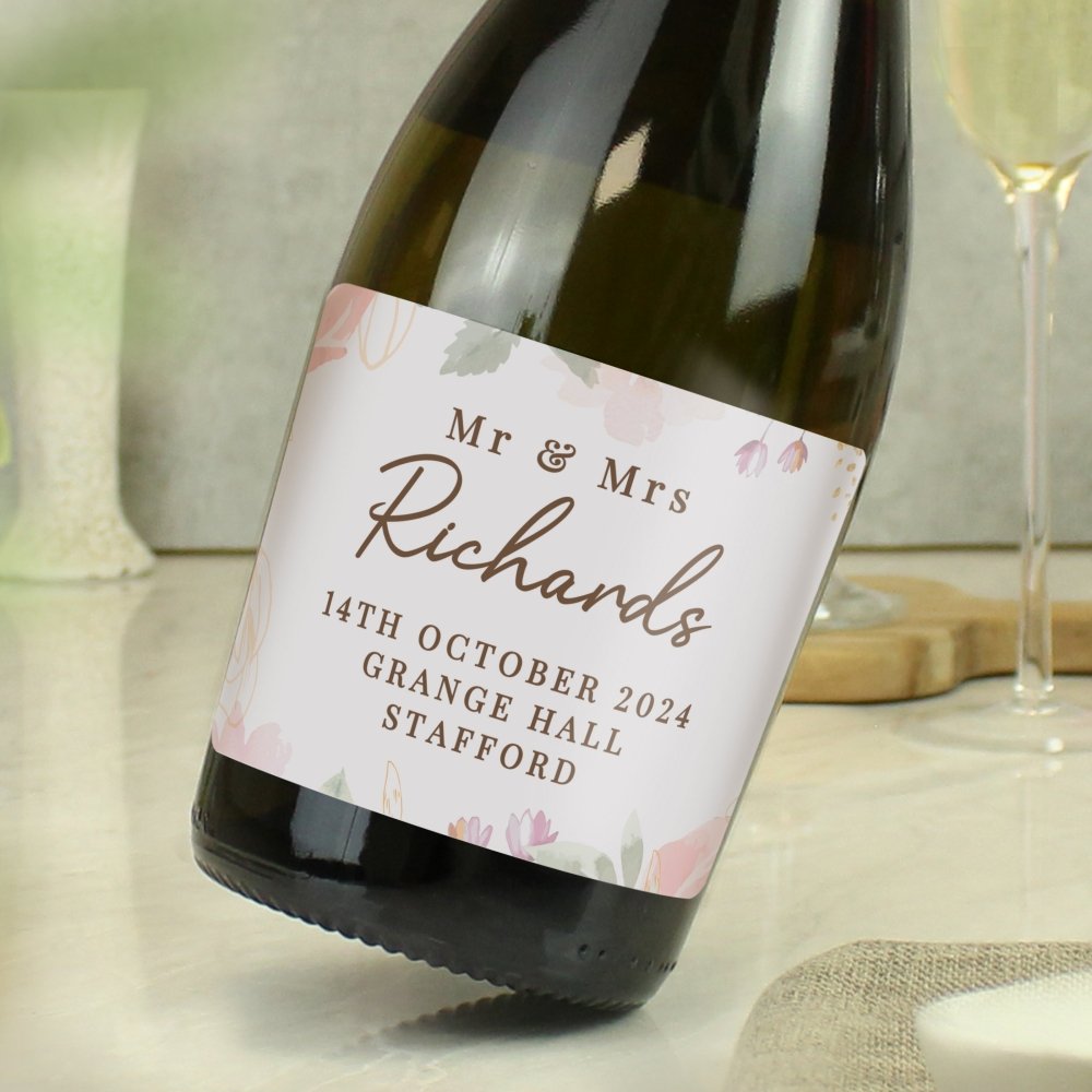 Personalised Floral Watercolour Bottle Of Prosecco