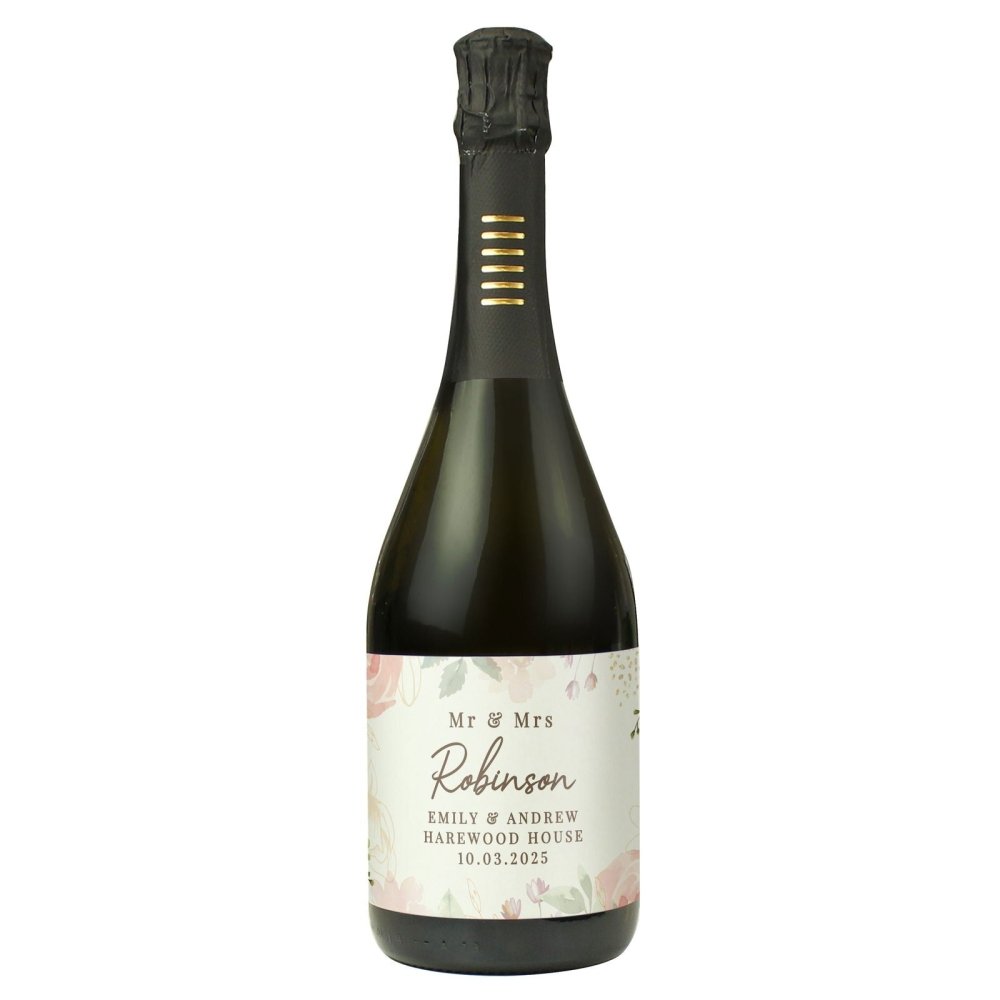 Personalised Floral Watercolour Bottle Of Prosecco
