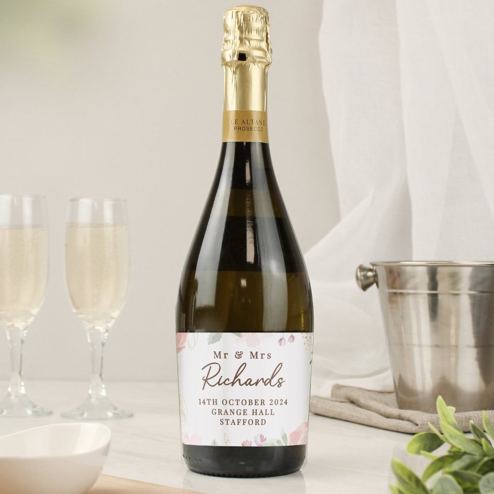 Personalised Floral Watercolour Bottle Of Prosecco