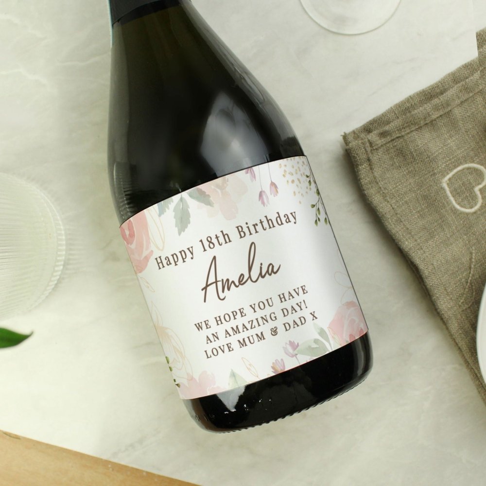 Personalised Floral Watercolour Bottle Of Prosecco