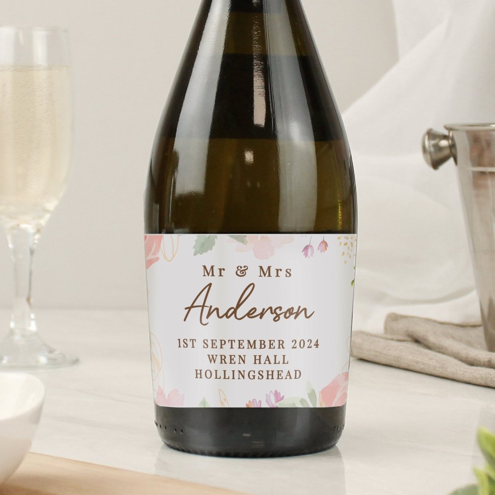 Personalised Floral Watercolour Bottle Of Prosecco