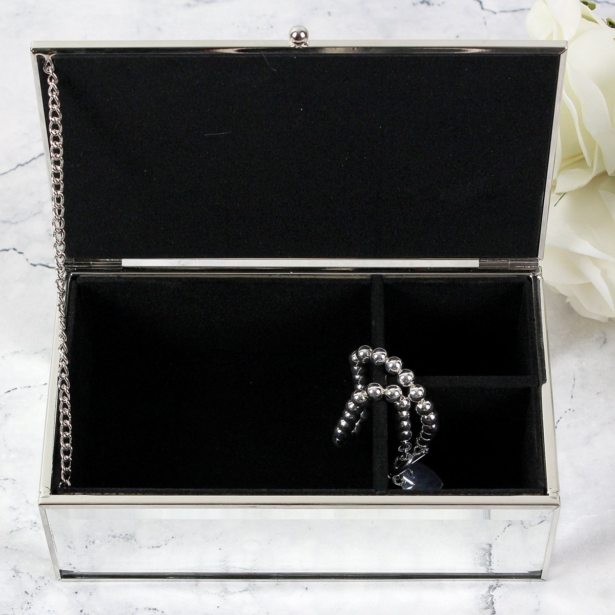 Personalised Floral Watercolour Mirrored Jewellery Box
