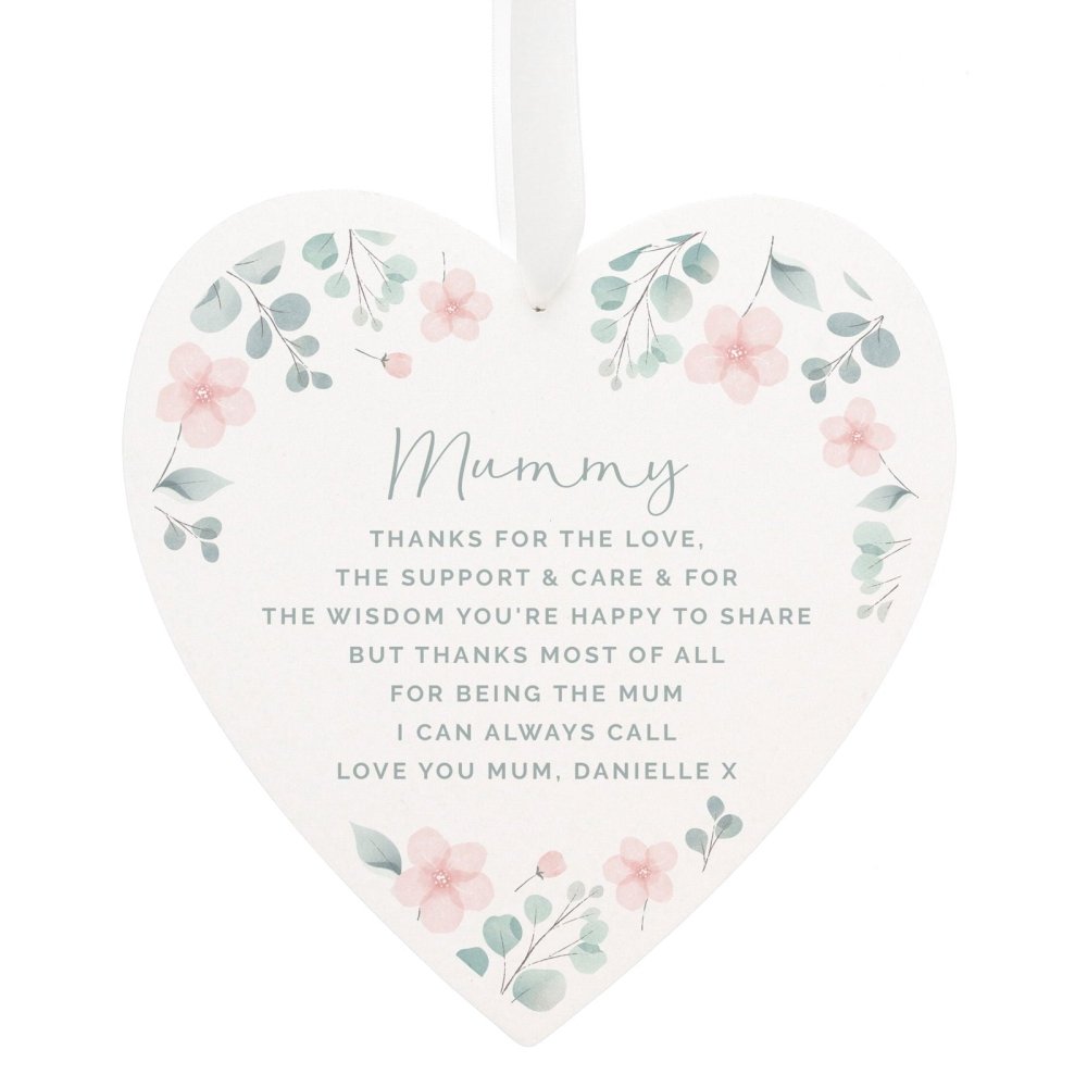 Personalised Floral Wooden Heart Decoration