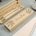 Personalised Floral Wooden Pen And Pencil Set