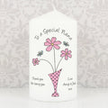 Personalised Flower In Vase Message Pillar Candle