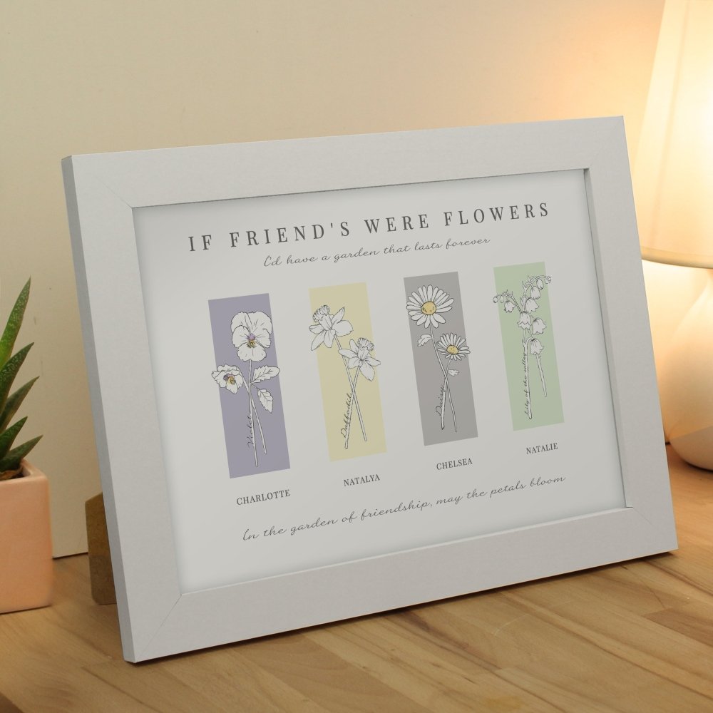 Personalised Flower Of The Month Family A4 Framed Print