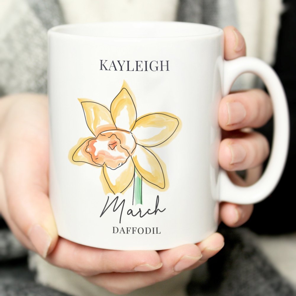 Personalised Flower Of The Month Mug