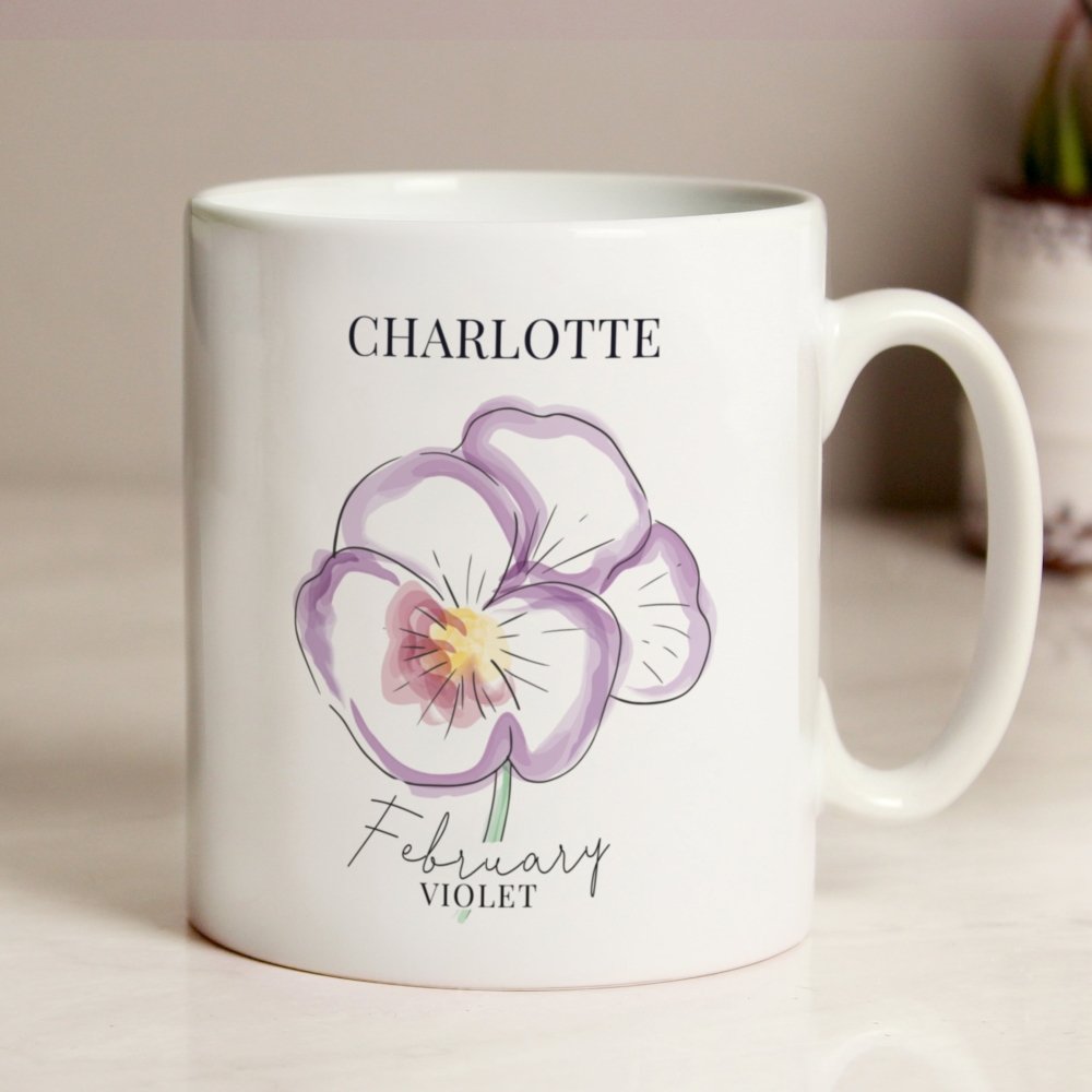 Personalised Flower Of The Month Mug